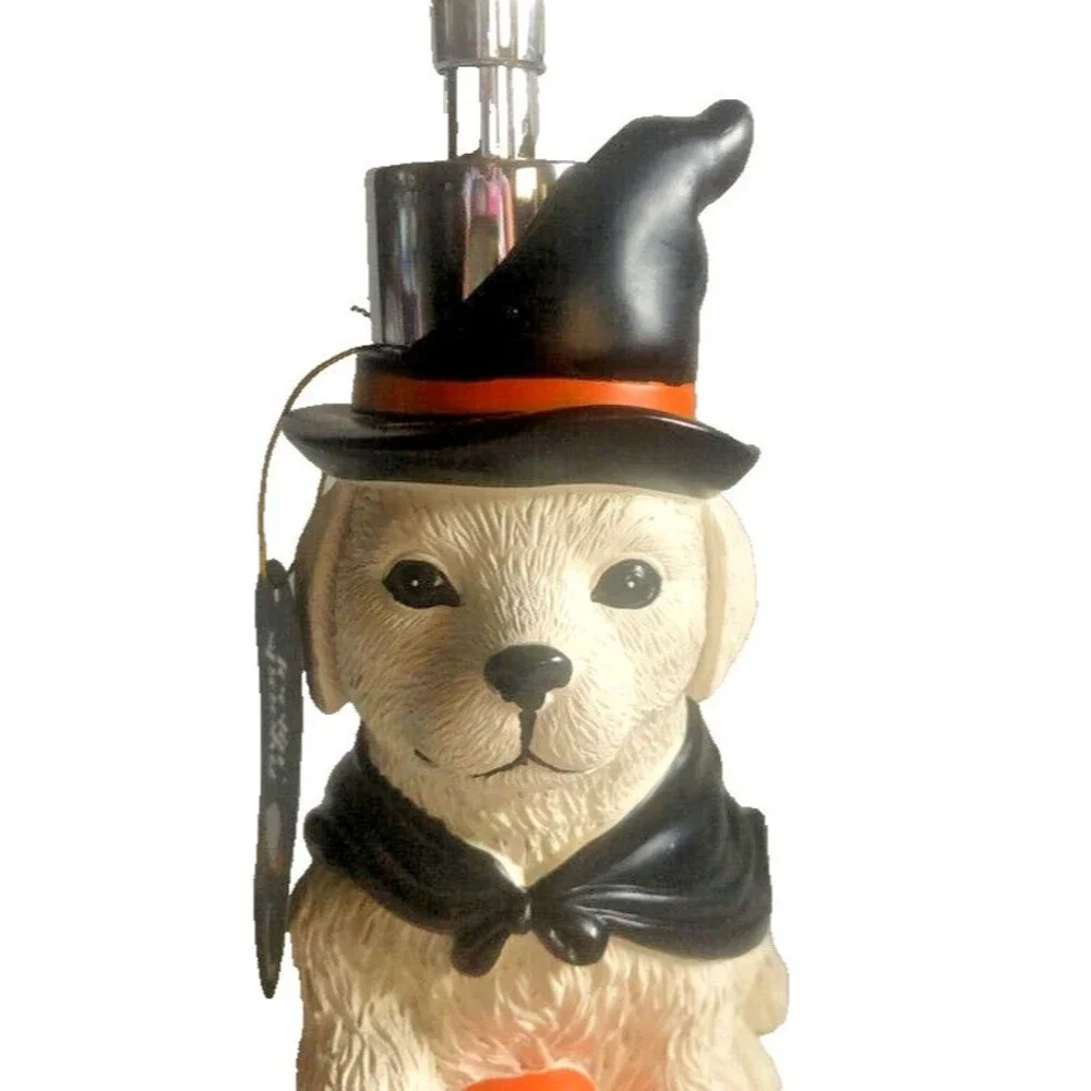 Halloween Soap Lotion Pump Dispenser Dog Yellow Lab Pumpkin Witch Hat Resin